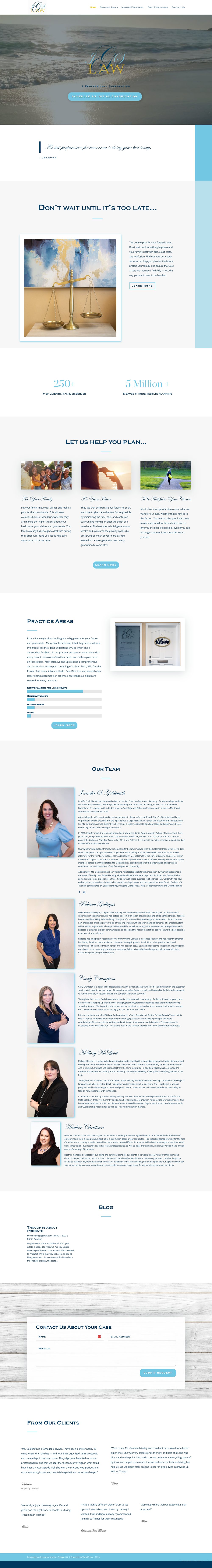 Homepage of the JSG Law Corp website designed by Gossamer Admin + Design