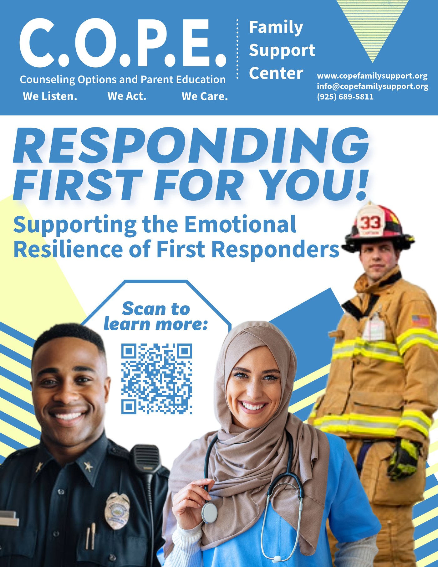 Flyer for the C.O.P.E. Family Support Center first responders program